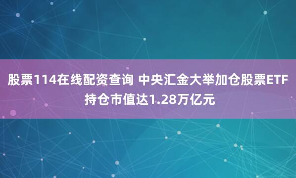 股票114在线配资查询 中央汇金大举加仓股票ETF 持仓市值达1.28万亿元